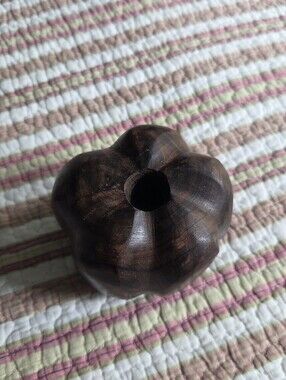 Handcrafted Dark Wood Decorative Bud Vase - Brown Ironwood